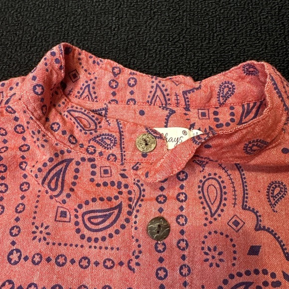 Men's Lakhay's Paisley Linen Button Up Medium Vintage - Picture 4 of 7